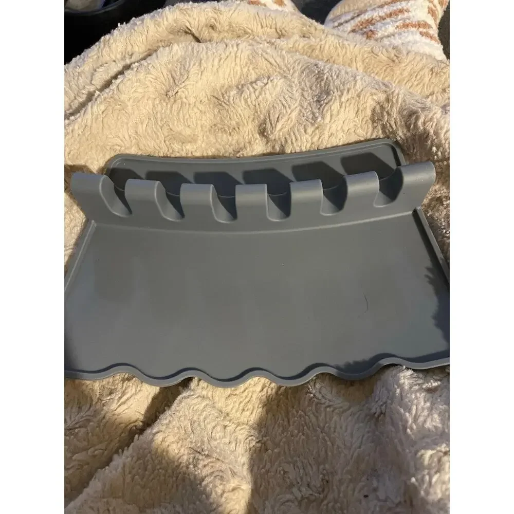 Grey Silicone Utensil Rest in Spoon Rests by Cooler Kitchen Spoon Holder